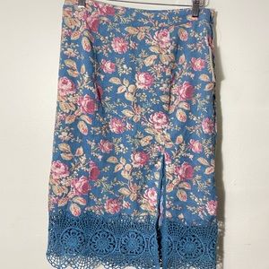 Free people blue floral print pencil skirt  NEW